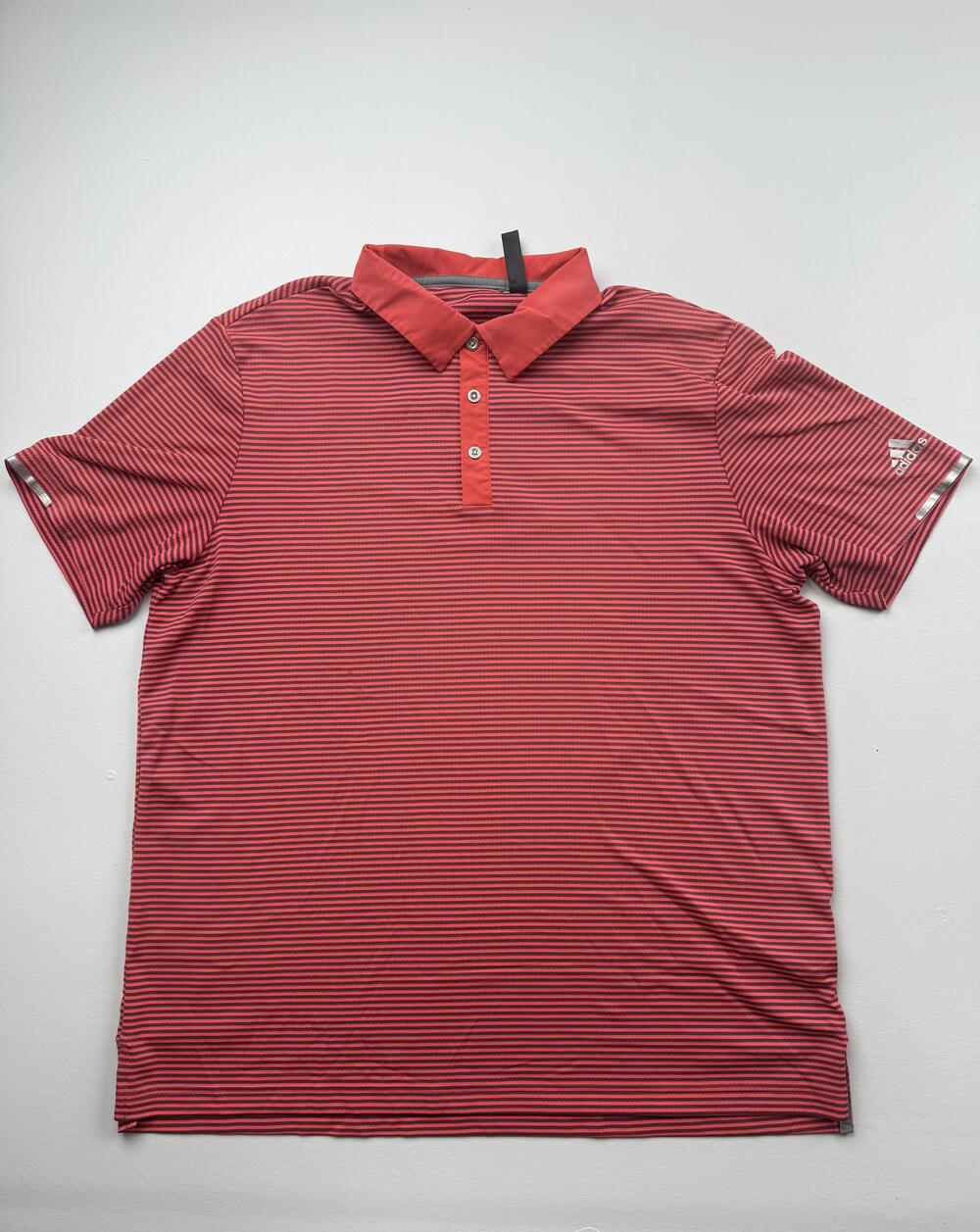 Adidas HEAT.RDY Polo Shirt Mens XL Red Striped Golf Performance Lightweight Knit